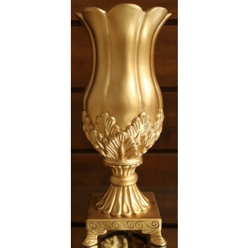 Cod 1112 - Vaso Resina Dourado Flor - Alt 51 cm  Bocal 21 cm