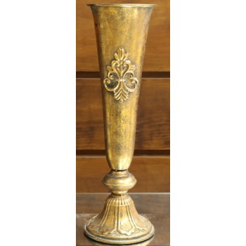 Cod 1056 - Vaso Metal Ouro Velho - 52 cm alt - Bocal 15 cm Ø
